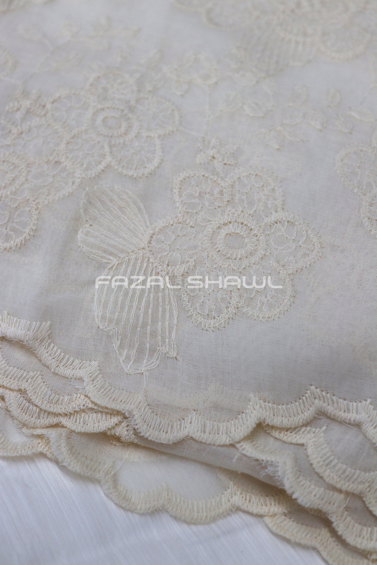 FULL SIZE SILK LAWN EMBROIDER SHAWL