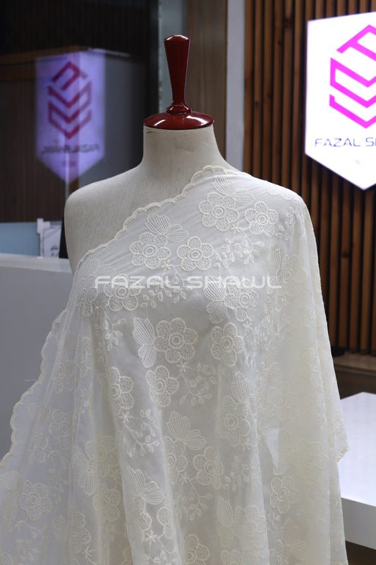 FULL SIZE SILK LAWN EMBROIDER SHAWL