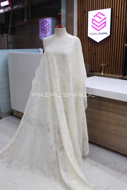 FULL SIZE SILK LAWN EMBROIDER SHAWL